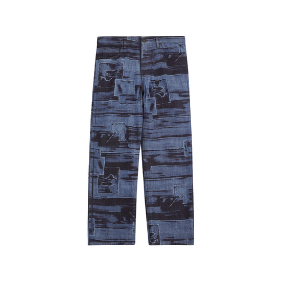 5 POCKET LASER PRINTED PATCHED PANTS