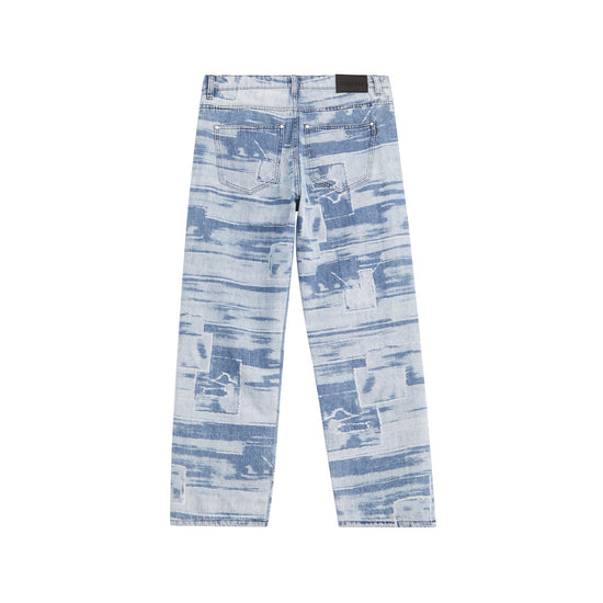 5 POCKET LASER PRINTED PATCHED PANTS