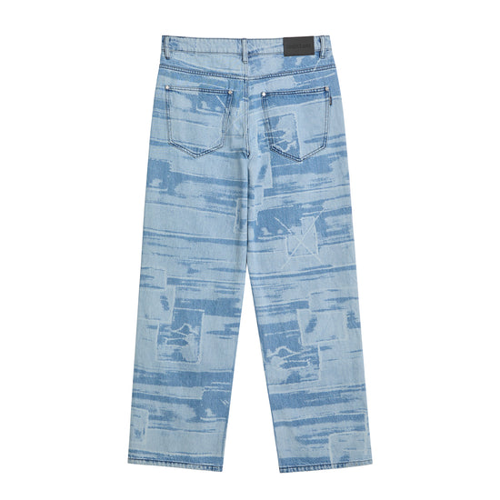 5 POCKET LASER PRINTED PATCHED PANT