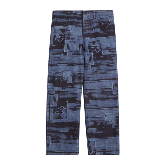 5 POCKET LASER PRINTED PATCHED PANT